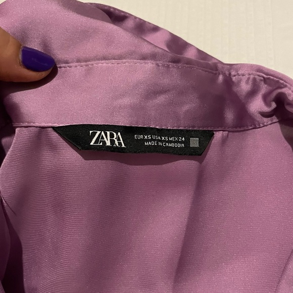 ZARA- Flowy Satin Effect Shirt - Picture 6 of 10